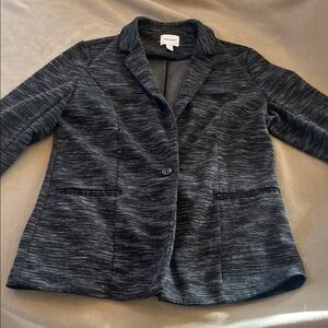Nine West Black Heathered Knit Single-Button Blazer